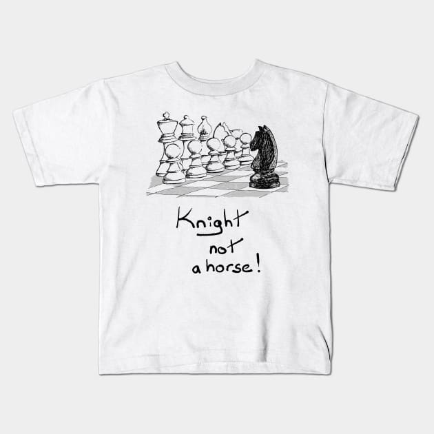 Hand drawn chess - knight Kids T-Shirt by jitkaegressy